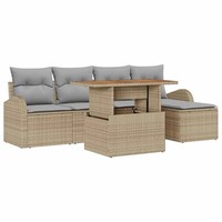 Garten Sofa Set Terrasse Balkon Mit Kissen 6-Teilig Beige Hellgrau