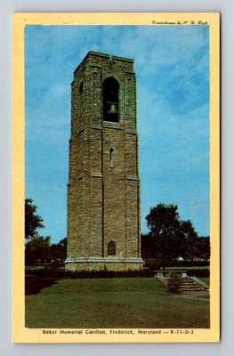 Frederick, MD-Maryland, Baker Memorial Carillon Bell Tower Vintage Postcard
