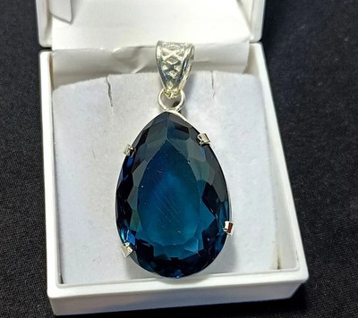 78.95 Ct London Blue Topaz Pendant 925 Sterling Silver Pendant Gemstone Jewelry