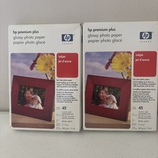 2 NEW HP Premium Plus 4 X 6" High Gloss Inkjet Photo Paper 11.5 Mil 45 sheets