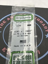 Evergreen Scale. Polystyrene Strips. 14" 134 .030 X .080 (10)