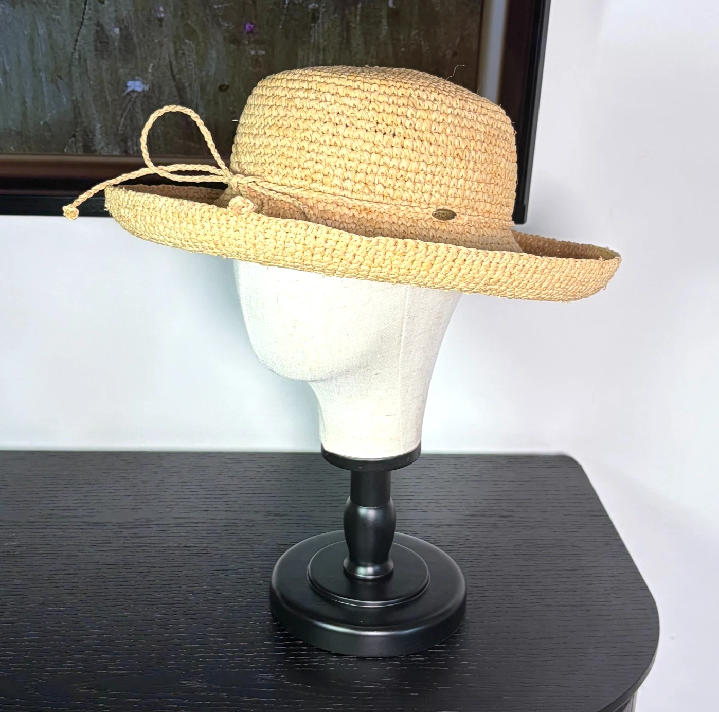 The Scala Collection Woven Hat Wide Brim Woven Natural Sun Hat One Size Boho