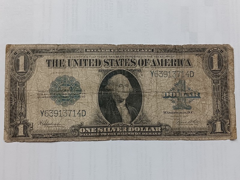 1923 Large Size $1 One Dollar HORSE BLANKET Silver Certificate Blue Seal Note
