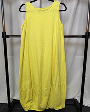 Kleen women’s Cotton shift Dress in Yellow with balloon like hem medium