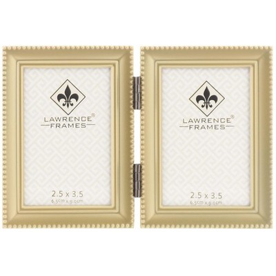 Elegant Brass Beaded Edge Picture Frame - 2.5x3.5 Double