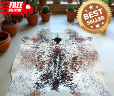 Alfombra Premium de piel de vaca moteada - Alfombra natural de piel de vaca marrón y blanca