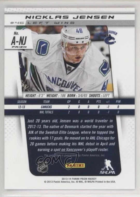 2013-14 Panini Prizm Rookie Auto Silver Prizm /35 Nicklas Jensen #A-NJ Auto RC - Image 2 of 2