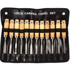 12 Piece Wood Carving Hand Chisel Tool Set Professional Woodworking Gouges Steel