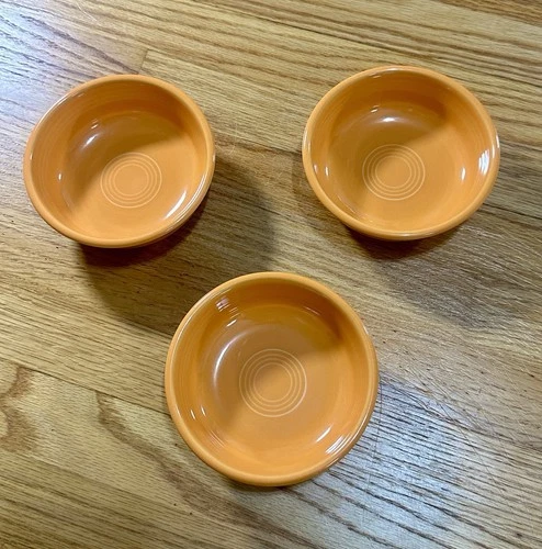 Set Of 3 Fiesta 5.5” Fruit Rice Dessert Bowls Orange Tangerine Made In USA