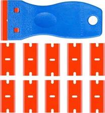 Double Edged Plastic Razor Blade Scrapers Knife with Contoured Grip for Scraping
