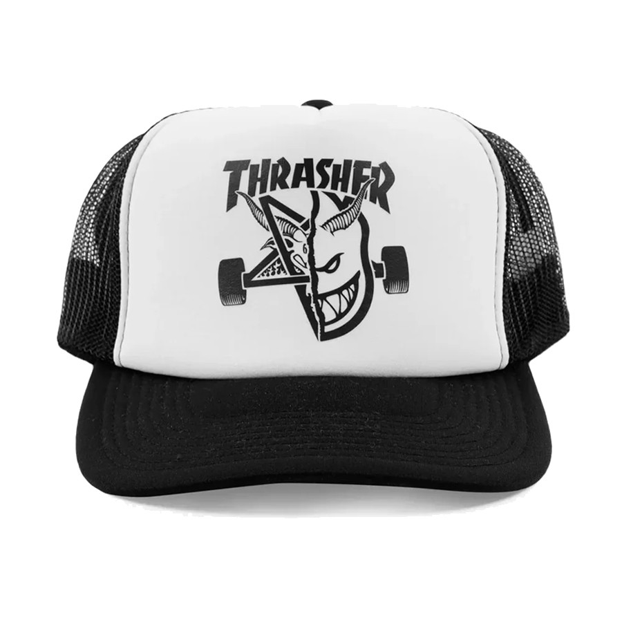 SpitfirewheelとThrasherスケートキャップセット Thrasher Magazine X Spitfire THRASH AND BURN Skateboard Trucker