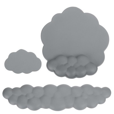 Cloud Keyboard Wrist Rest Memory Foam Mouse Pad Set with Coaster Gray