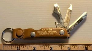 Top Score Cleveland Regional Bassett 1981 Filer Knife Bottle Opener Key Ring 4" 