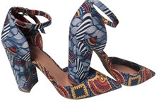 Gianni Bini Bronlynn African Print Heels Size 10 Ankle Strap