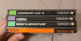 Lot of 4 CIB TurboGrafx-16 Games: Bonk's, Turrican, Neutopia, Legendary Axe II.