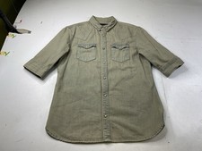 AllSaints All Saints Cannon HS Shirt Pearl Snap Denim Washed Cotton Mens Large