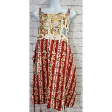 VTG Gingerbread Man With Cooking Utensils Print Apron With Pocket Tie Back