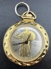 Vintage Liberty Coin Small pendant Pocket watch Gold Tone Working Quartz
