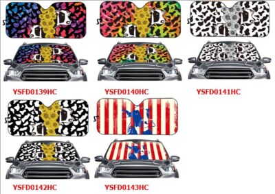 2 Pcs Daisy Sunflower Cow Car Sunshade Visor Folding Windshield Sunshade Anti-UV