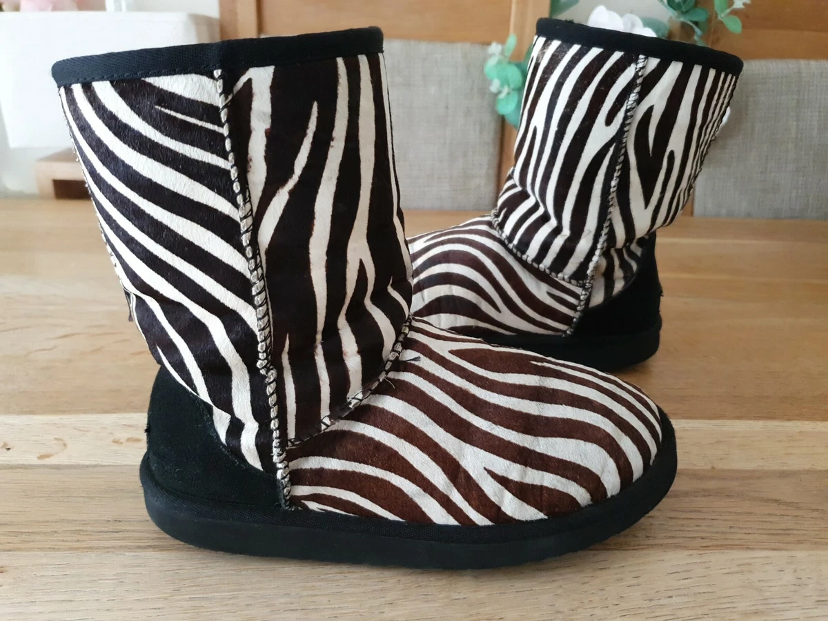 UGG CLASSIC SHORT EXOTIC ZEBRA BOOTS LADIES SIZE UK3.5 EU36