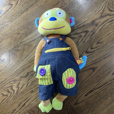 Alex Little Hands Learn to Dress Monkey Plush Stuffed Animal Toy 20'' Preowned FS