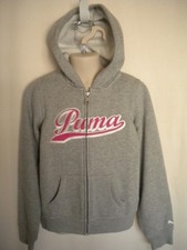 NWT PUMA Girls S 6 8 Youth Hoodie Gray Zippered Jacket Pink Puma  MSRP 44 