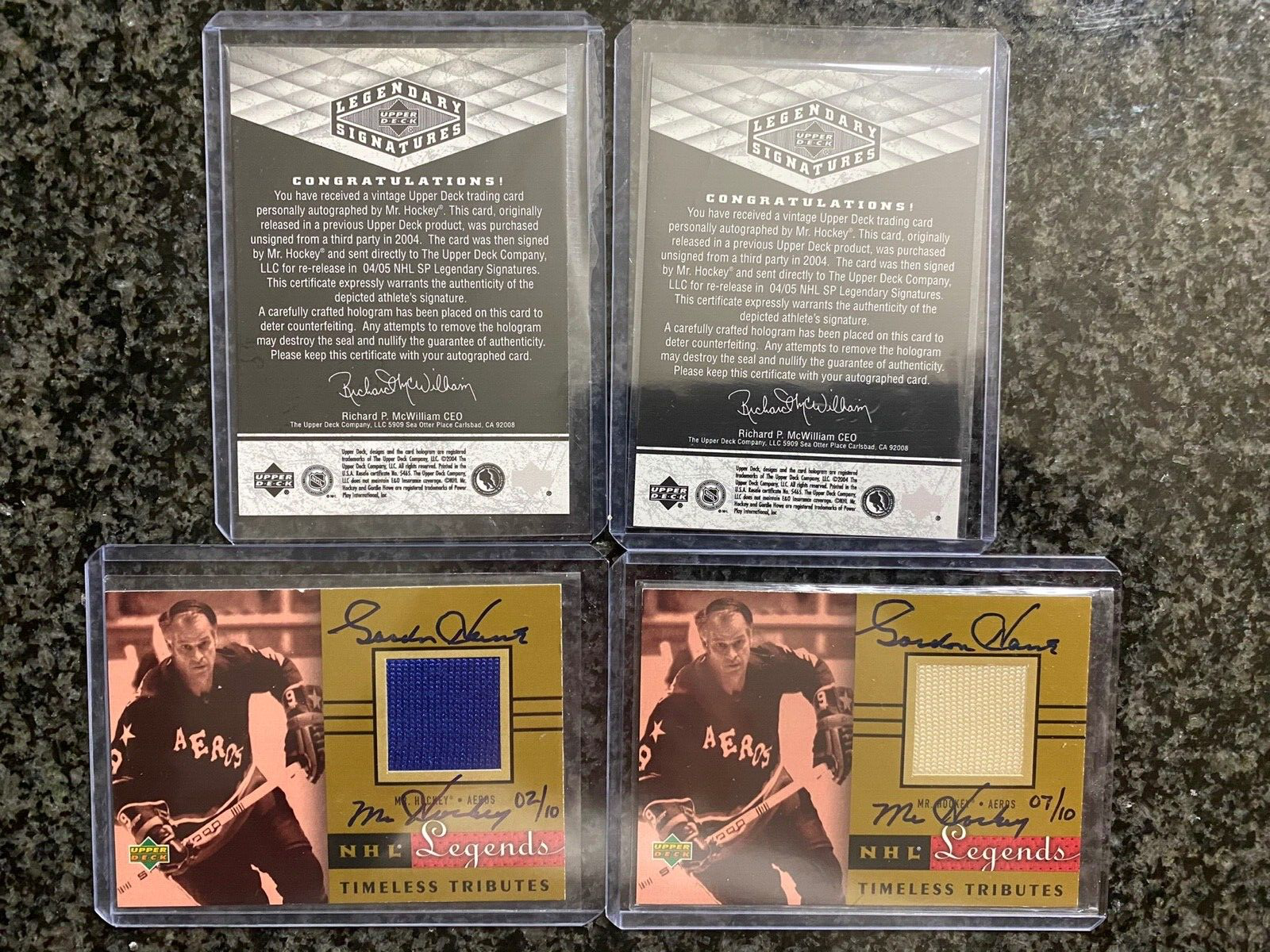 2) Gordie Howe 2001 UD Legends Timeless Tribute Jersey Buyback Auto /10 Ultimate 