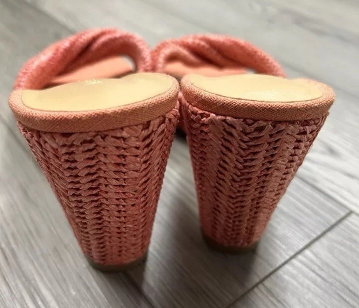 NUEVO NINE WEST Talla 10 M Nikhil Cuñas Coral Sin Cordones Deslizables Puntera Cuadrada Abierta Foto 3 de 4