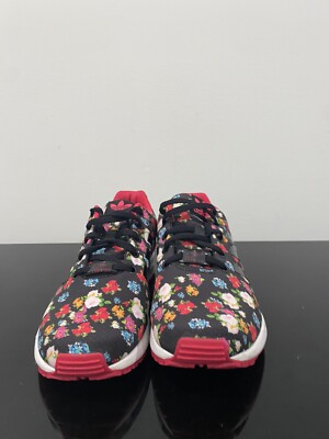 Adidas Womens Torsion ZX FLUX Athletic Shoes Floral Black Pink