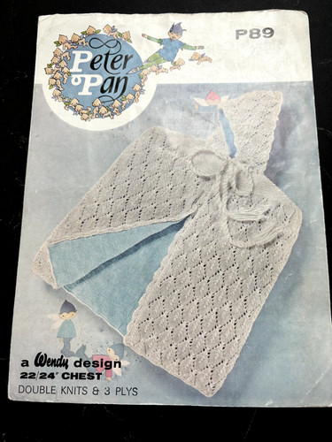 Peter Pan Wendy P89 Vintage Strickanleitung. Cape & Kapuze 22/24" Brustumfang. Unmarkiert