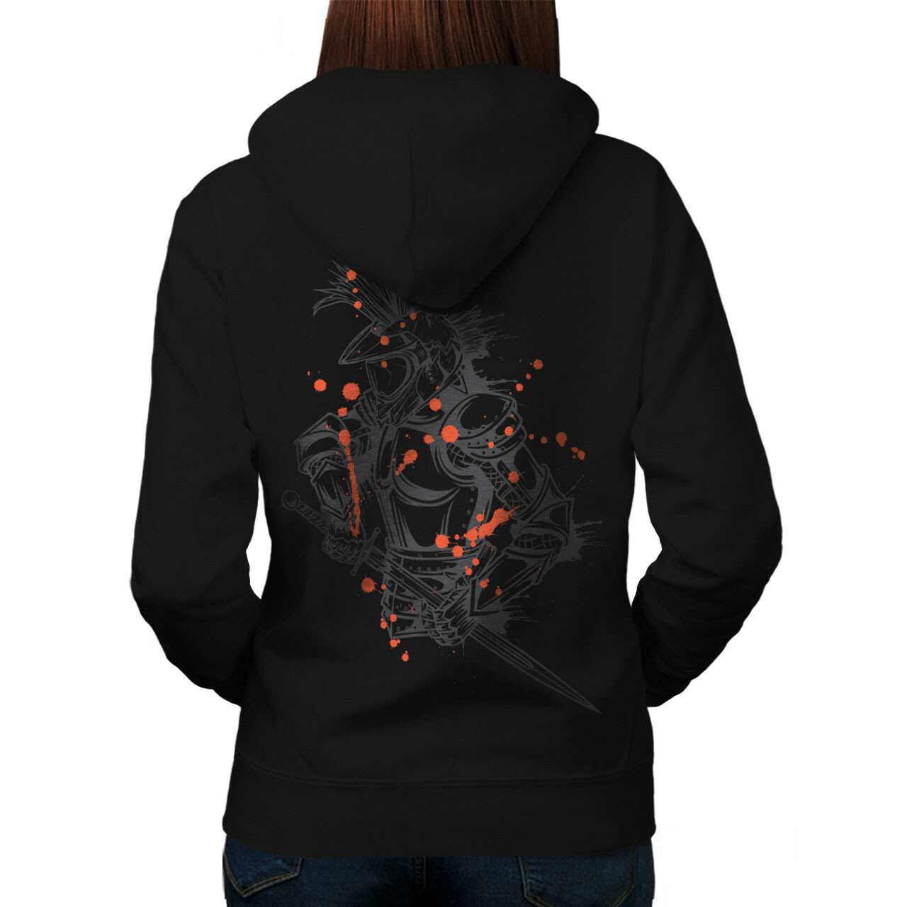 Wellcoda Knight Warrior Fantasy Holy Womens Hoodie Back