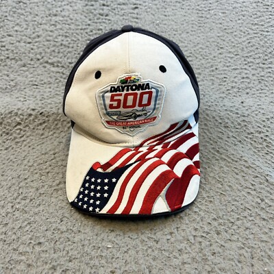 Daytona 500 Hat Cap Mens One Size White Blue Nascar Adjustable Fanatics Adult