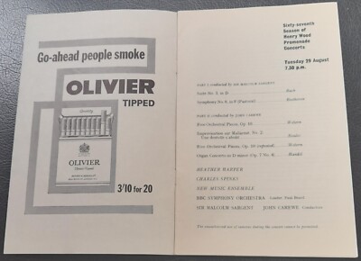  1961 Heather Harper Charles Spinks Promenade Concert Programme Albert Hall