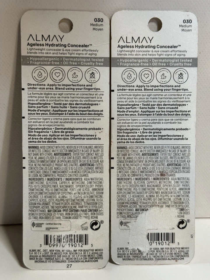 2-Almay Ageless Hydrating Concealers Medium Shade 030 Cover Up Makeup Face - Image 4 of 4