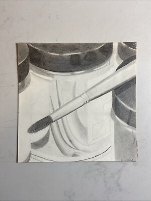 Vintage Mid Century Abstrakte Studie Zeichnung Kunst Malerei Modernismus auf Papier