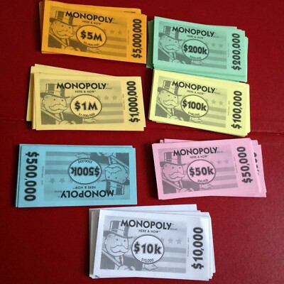 75 Original Monopoly American Here & Now Banknoten Geld Ersatzteile Ersatz 