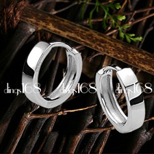 925 Sterling Silver Tarnish-Free Smooth 3mm Band 13mm Huggie Hoop Earrings H1044