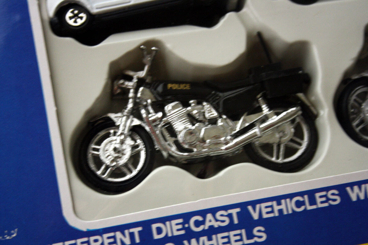 Vintage 90's Highway Patrol Die Cast Police Playset Van Motorbike