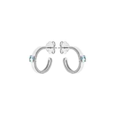 Blautopas Huggie Creolen Sterling Silber 925 gepunzt nagelneu verpackt