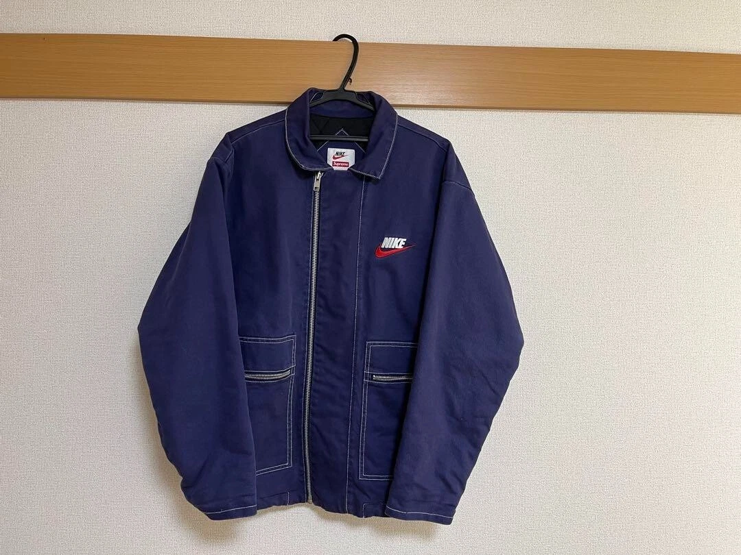 NIKE x SUPREME Double Zip Quilted Work Jacket AR5566 410 SizeM USED