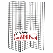 Display Grid Rack Three 2 x 6 ft Panel Z Unit Metal Stand Retail Store Craft Art