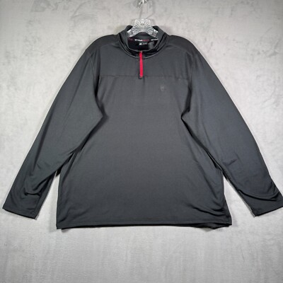 Spyder Active Mens 1/4 Zip Shirt L Black Long Sleeve Pullover Performance Logo