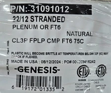 Honeywell Genesis 3109 22/12C Stranded Security/Control Cable Plenum White /50ft