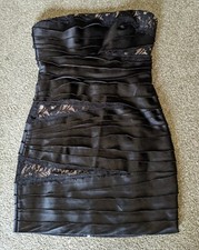 Bebe strapless satin ruffle little black dress mini dress Size S