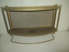 Metal Mesh Goldtone Bathroom Shelf 2 Tiers W/ Towel Bar 12" H x 17" L x 5-3/4 D"