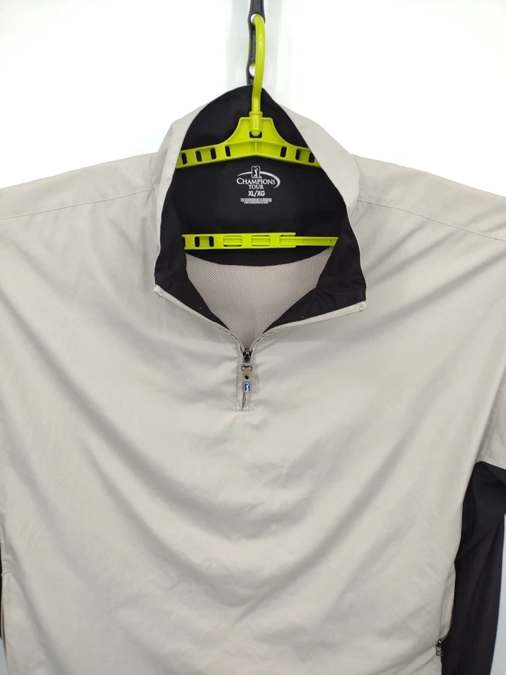 Pullover de golf Champions Tour cortavientos para hombre color tostado manga corta 1/4 cremallera logotipo Foto 4 de 4