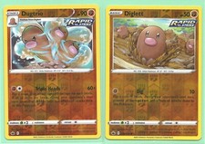 2 CHILLING REIGN POKEMON RARE DUGTRIO 77/198 & DIGLETT 76/198 -REV HOLO NM/M