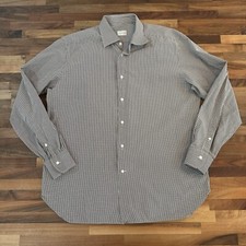 Ermenegildo Zegna Shirt Mens Size 43/17 Check Button Up Long Sleeve Dress Shirt