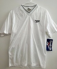 Vtg Reebok White Plain Shiny Soccer Jersey 90s USA Made NWT Sz Small