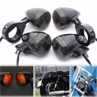 Black 4x Motorcycle Front Rear LED Turn Signal Light 39mm Fork Clamp For Harley